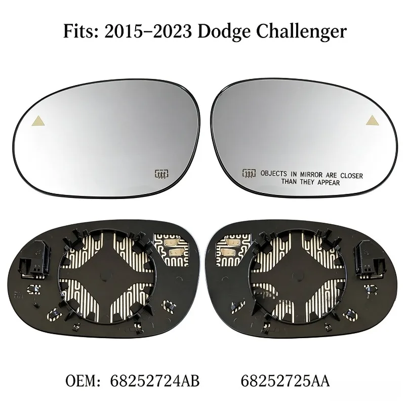 Heated Mirror Glass Lens Compatible with 2008-2022 Dodge Challenger Rearview Side Mirror Replacement 68048447AA