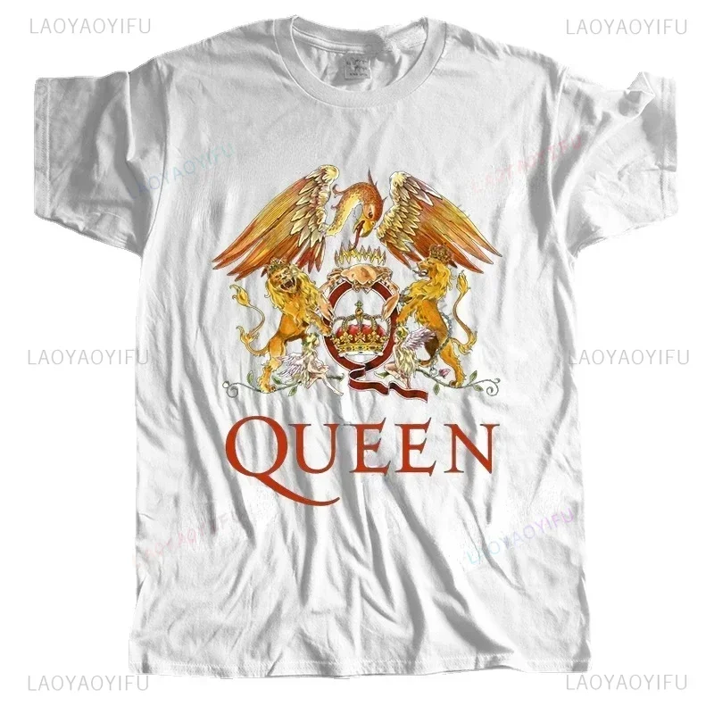 Fashion Brand Queen T Shirts Mens Loose Homme T Shirt Summer Women T-shirt Queen LOGO Rock Band Sweatshirts Soft Comfortable