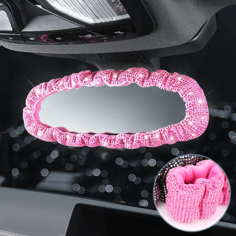 

Car Interior Diamond Rearview Mirror Cover Women's Rearview Mirror Cover