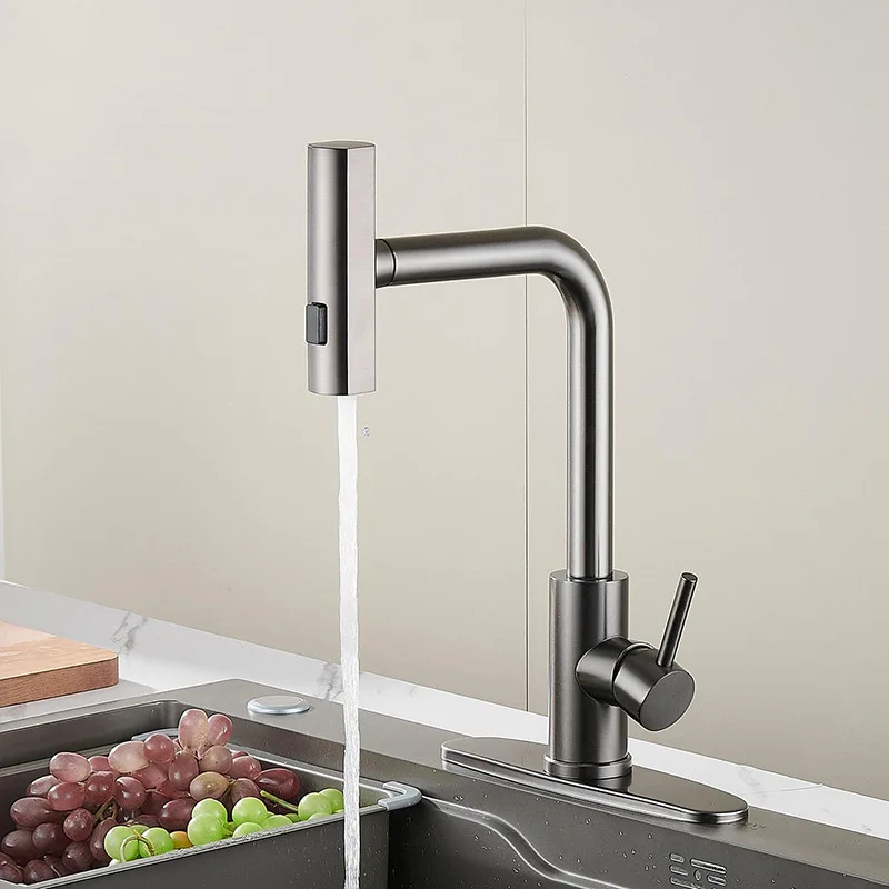 

STARON Kitchen Faucets Pull Out Rotation Waterfall Stream Sprayer Head Sink Mixer Brushed Nickel Water Tap