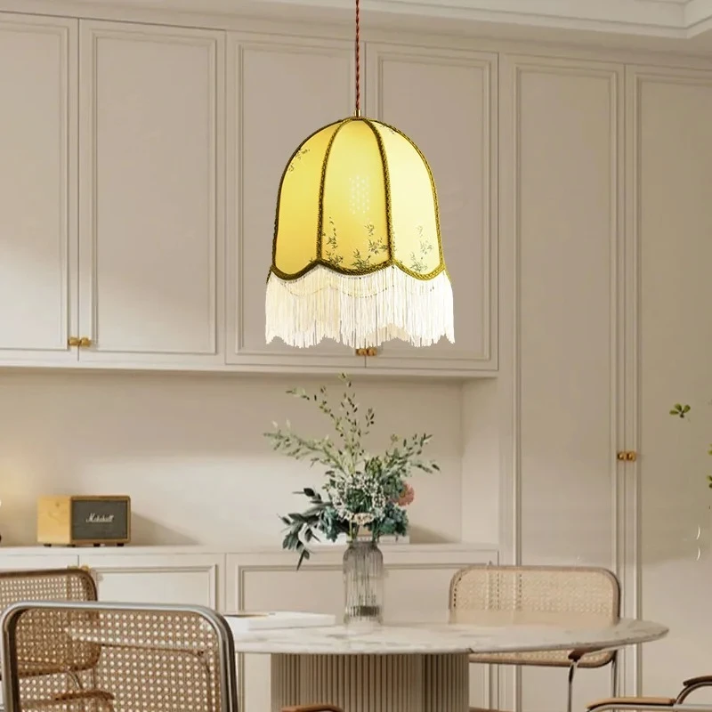 Italy Fabric Lantern Pendant Light Bar Counter Bedroom Living Room Homestay Apartment Affordable