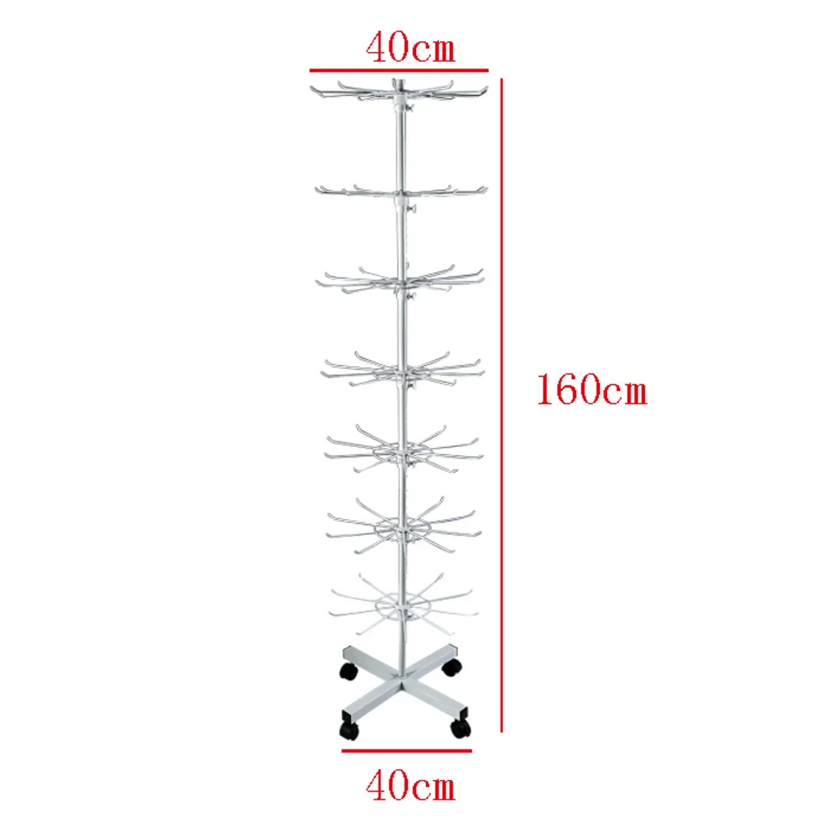 Imagem -03 - Rotativo Rack Display Stand Tiers Meias Chapéu Boné Peruca Lenços Pulseira Pingente Armazenamento Prateleira Prateleiras Suporte 70 Ganchos