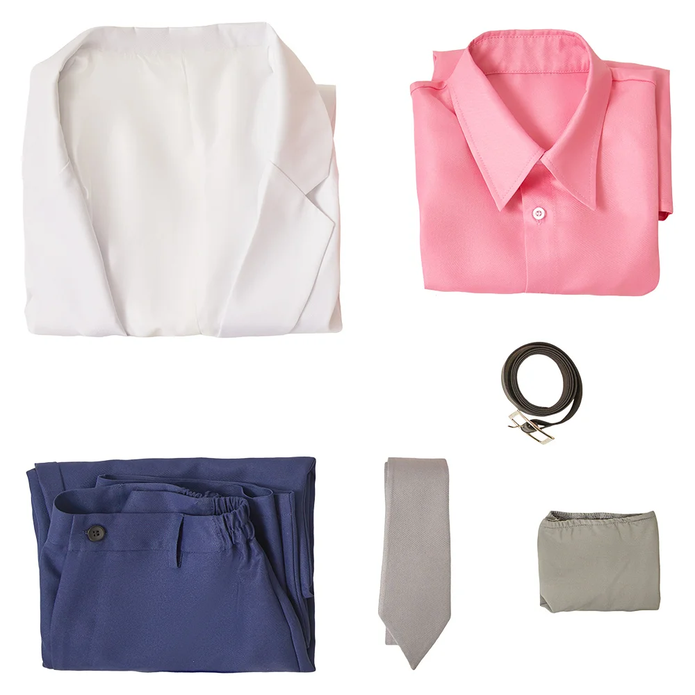 أنيمي جينتاما ساكاتا جينتوكي تأثيري الوردي قميص معطف أبيض زي وتتسابق التعادل الجوارب السراويل الكبار الرجال هالوين كرنفال حفلة