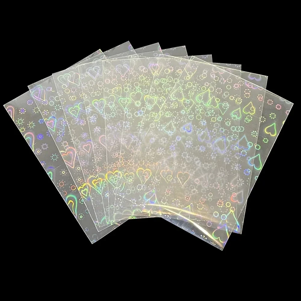 100pcs Heart-shaped Laser Flashing Card Film Holographic Idol Photo Card Sleeves Tarot YGO Ultra Super Card Shield Cover