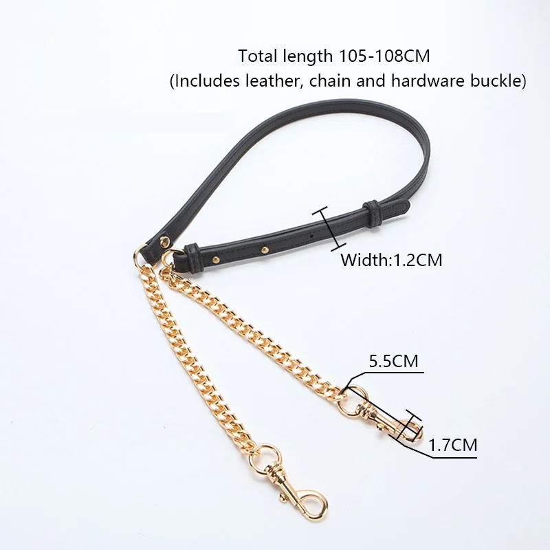 TINBERON Chains Bag Strap Replacement Metal Chain Shoulder Straps Adjustable Leather Chain Woman Bag Accessories O bag DIY Strap