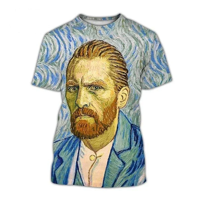 

New Vincent Van Gogh 3D Printed T-shirt Vincent Van Gogh Oil Painting Men's and Women's Casual Fashion Cool Kids Round Neck O Ne