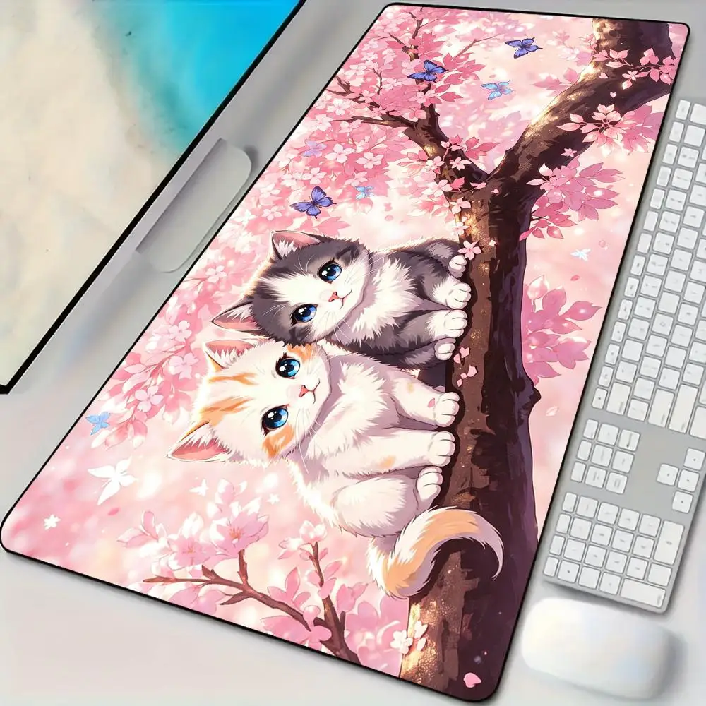 Cute cats and butterflies Mouse Pad Desk Mat Large Computer Office Carpet XXL Mousepad Gamer Gaming PC Accessories Keyboard Rug