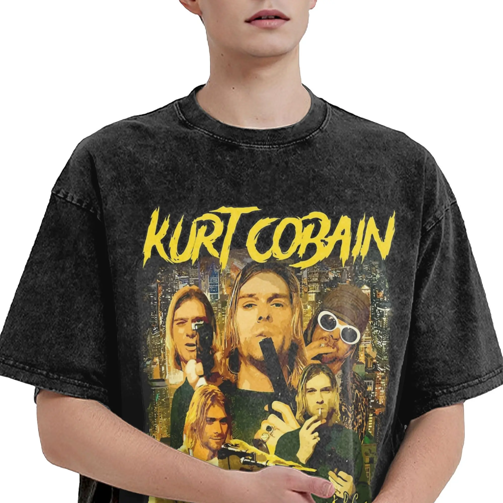 كورت كوبين تي شيرت الهيب هوب غسلها 100% القطن شارع العليا تي شيرت ريترو الرجال النساء بلايز الشارع الشهير تي شيرت مطبوع #4