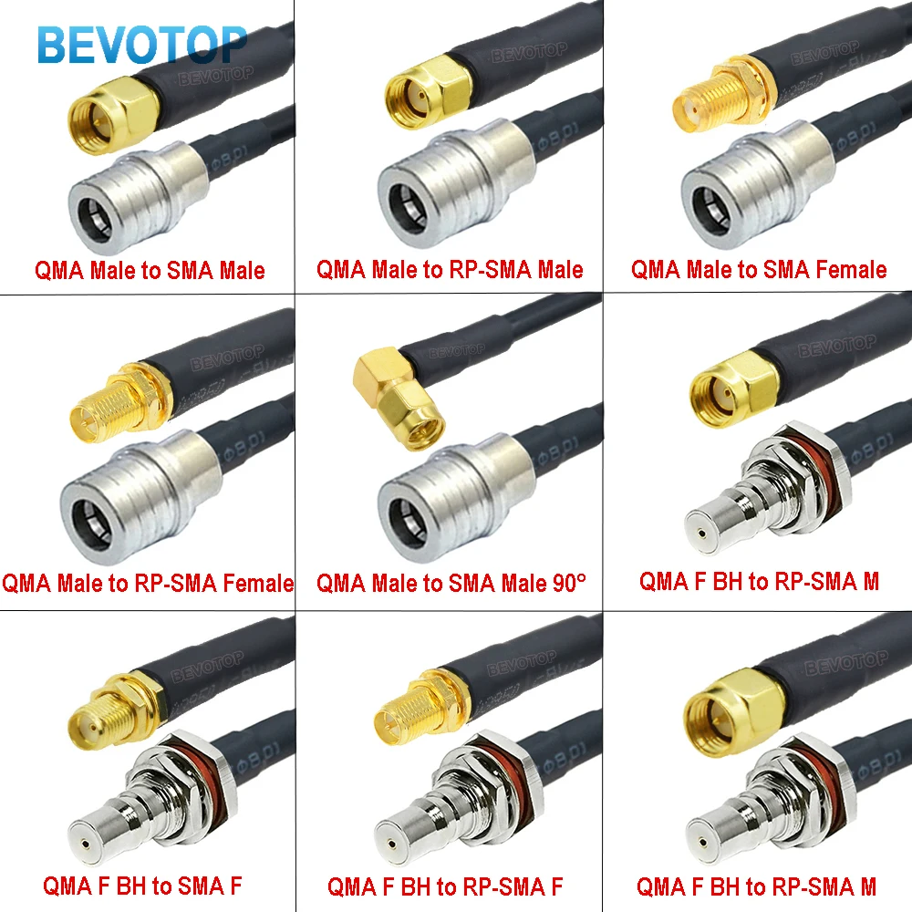 LMR240 50-4 Coax Cable QMA Male Female to SMA Male Connector QMA to RP SMA Crimp for LMR-240 Pigtail Jumper 4G 5G LTE Extension