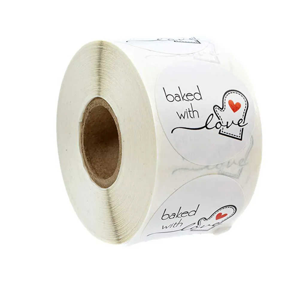 

2 Rolls Baking Decoration Stickers Round Candy Bag Labels Premium Adhesive Handmade Cookies Packaging Sealing Treat Bag Stickers
