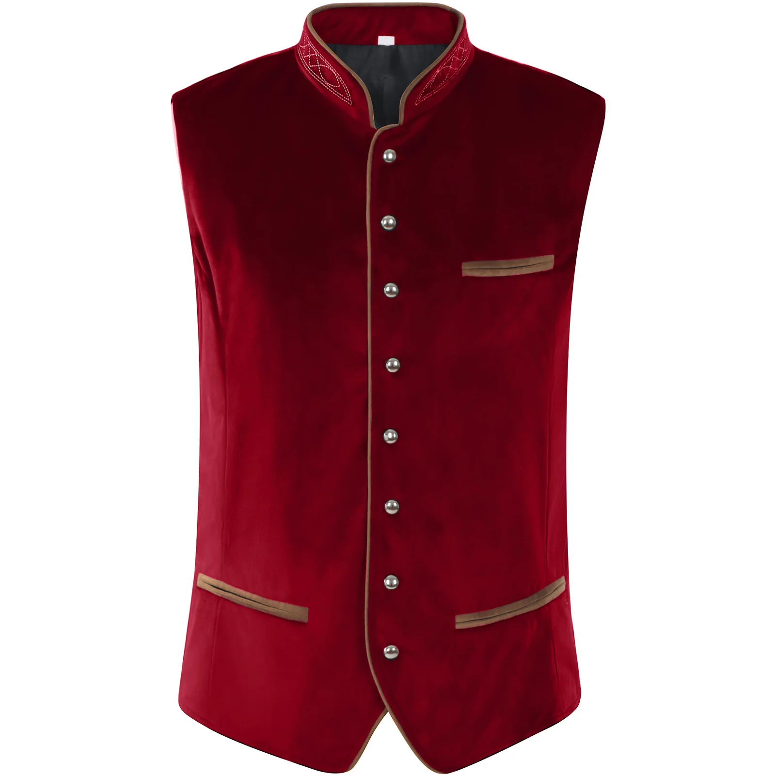 Munich Oktoberfest-Style Vest Stage Costume Fashionable Stand-Up Collar Vest for Halloween Bar Parties and Adult Wear for Unisex view 4