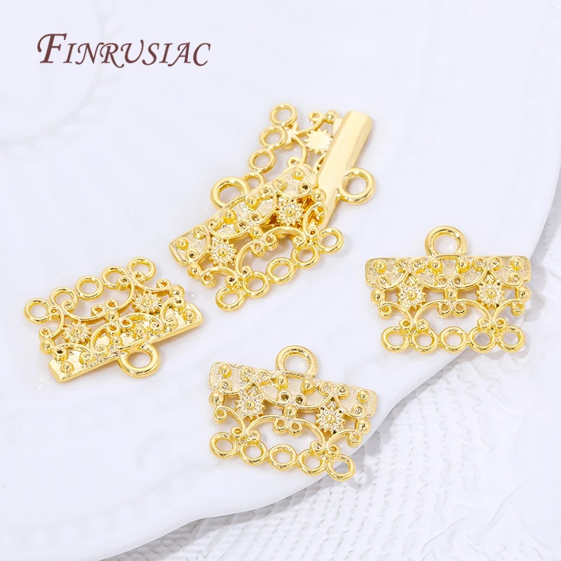18K Gold Plated Brass Filigree 5 Loop Chandelier Earring Connector,Vintage Style Multi Hole Link For DIY Jewelry Making Supplies view 4