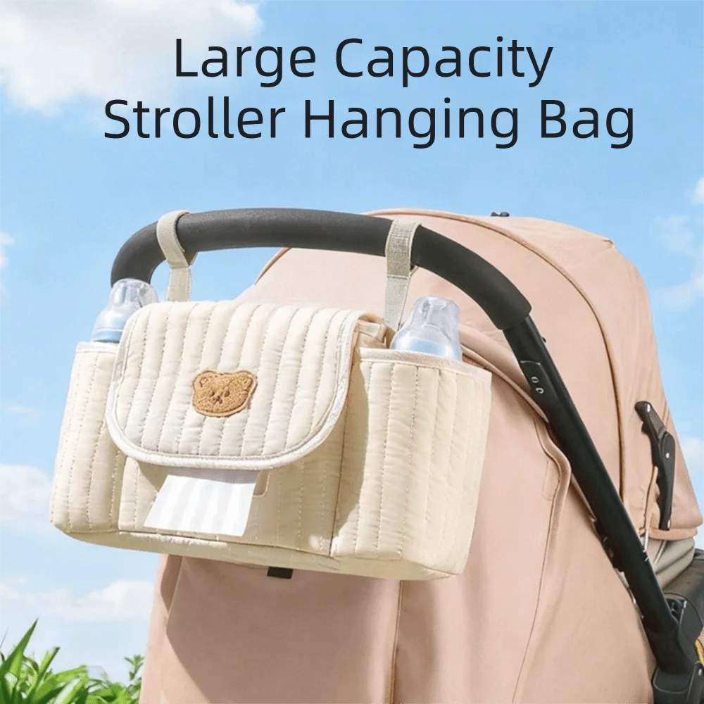 Multifunctional Oxford Cloth Mommy Bag Cute Bear Large Capacity Stroller Nappy Bag Soft Maternity Storage Bags Stroller Use