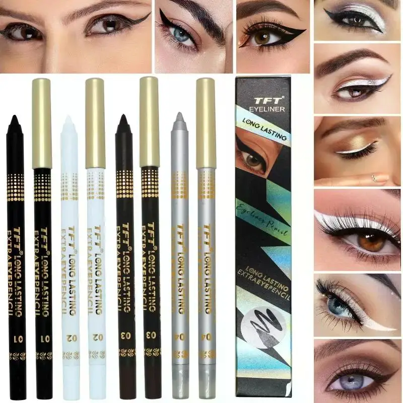 

New Waterproof Non-smudging Permanent Black Brown White Eyeliner Makeup Cosmeticos Liquid Eyeliner Glitter Eyeshadow new
