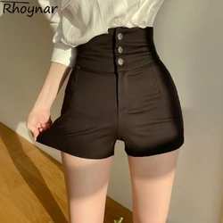 Shorts Women Slim Black Summer Hotsweet Club Style Solid Sexy Ladies High Waist Streetwear All-match Leisure Mujer Soft Trouser