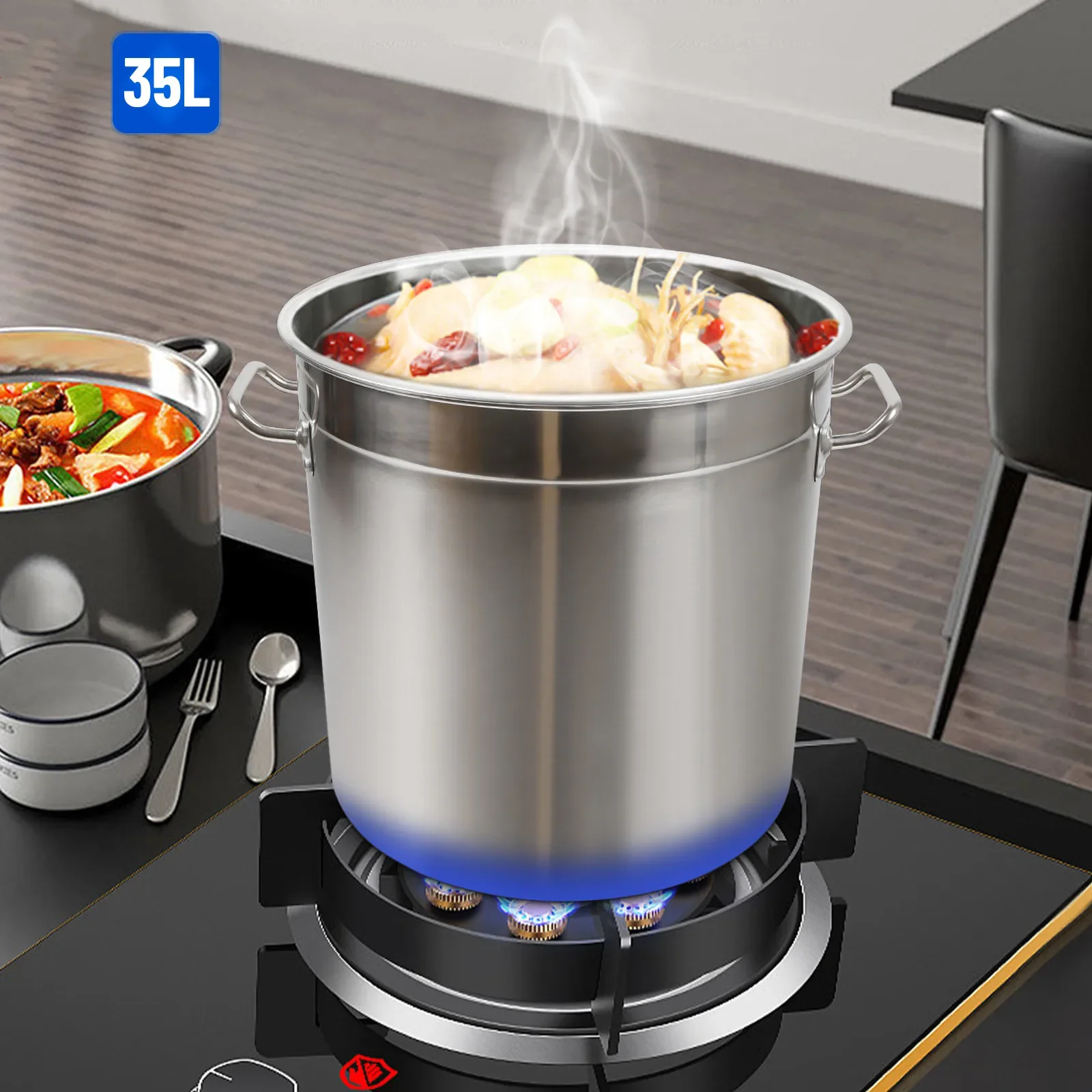 

35L/9.25Gal Large Stainless Steel Deep Stock Pot w/ Lid Boiling Stew Soup Cooking Stock Pot Catering Saucepan Cooking Pan