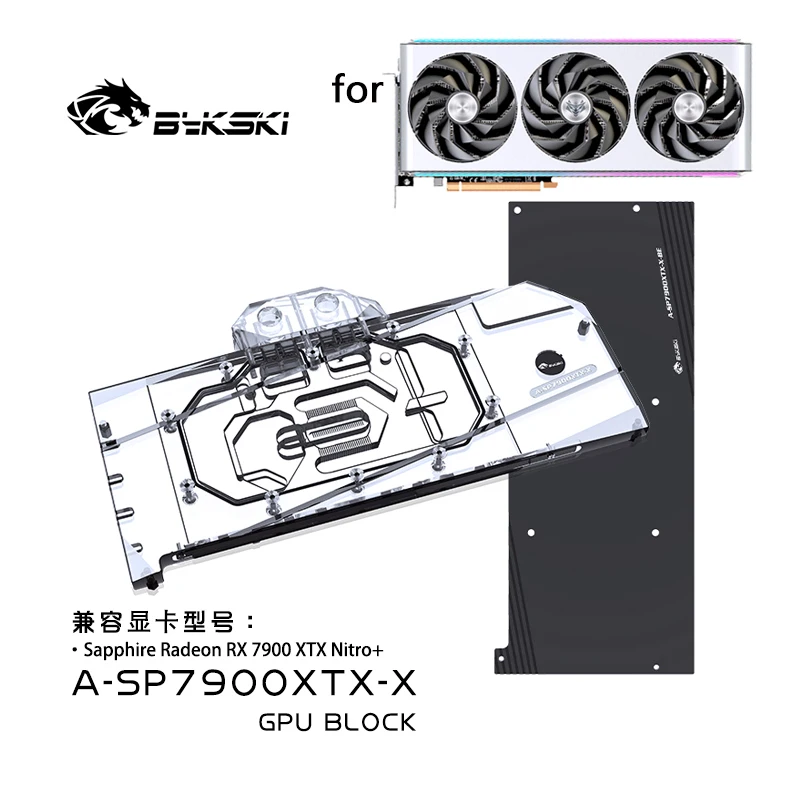 Bykski Bloco de Água para Safira Radeon Rtx 7900 Xtx Nitro Mais Placa de Vídeo de Pulso Refrigeração de Cobre Gpu Radiador Rgb Sincronização A-sp7900xtx-x