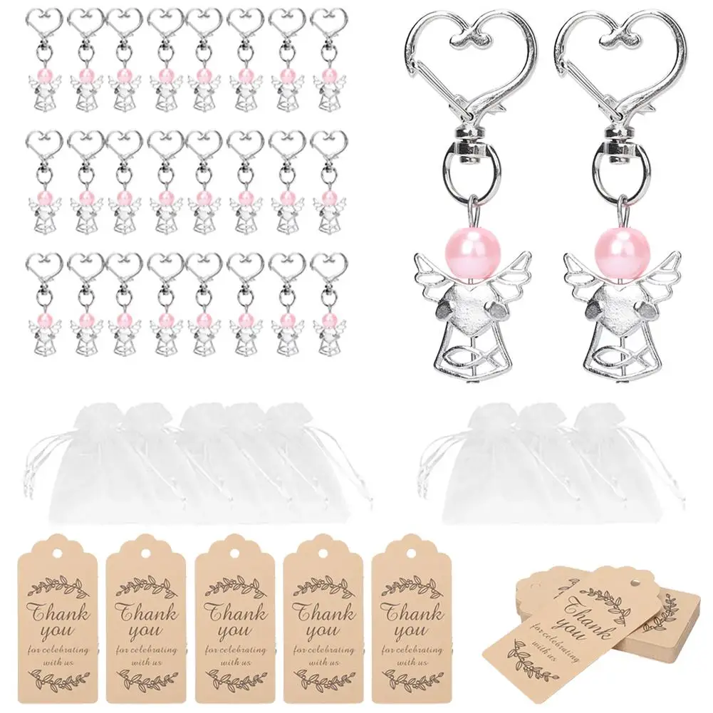 Pack Of 20 Guardian Angel Pendants Party Favors With Organza Bag Kraft Paper Tags For Wedding Christmas Birthday Confirmation