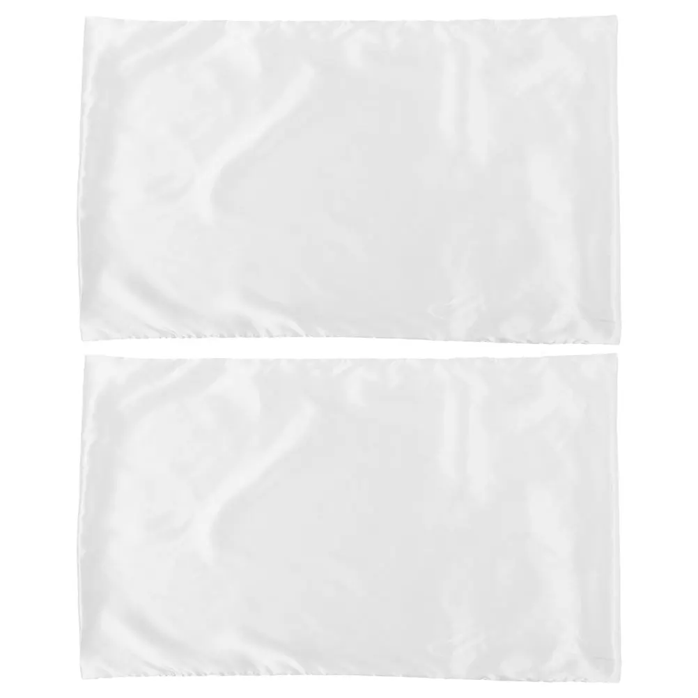 

2pcs Imitation Silk Pillowcase 51x76cm White Polyester Solid Color Pillow Covers Double Sided Bed Pillows Case Protectors
