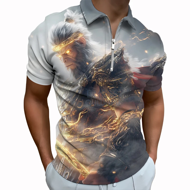 Polo Shirt Man Woman 3d Printing Games Black Myth Wukong Zip-up Polo T-Shirt Unisex