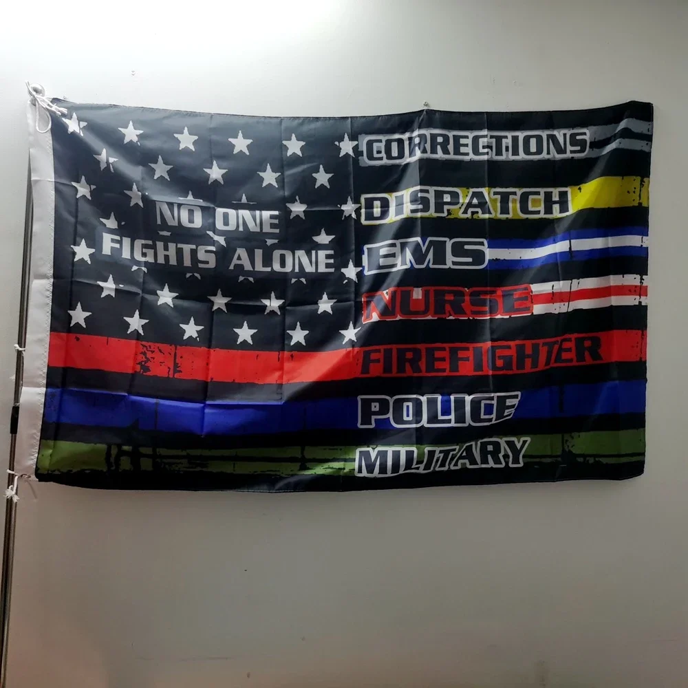 

US Thin Line Flag First Responders Tribute 90x150cm Polyester Outdoor Indoor Durable Banner Double Stitched