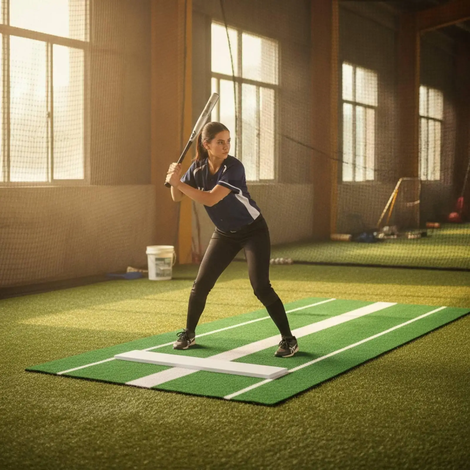 Baseball Training Pad Turf Practice Mat Anti Slip Rubber Bottom for Cages Gyms Fields and Home