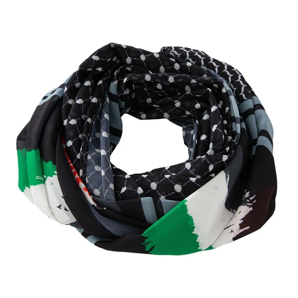 Popular Design Kuffiyeh Shawl Chiffon Scarf Geometric Women Islamic Muslim Scarves Shawl Echarpe the Middle East Arab Hijabs view 6
