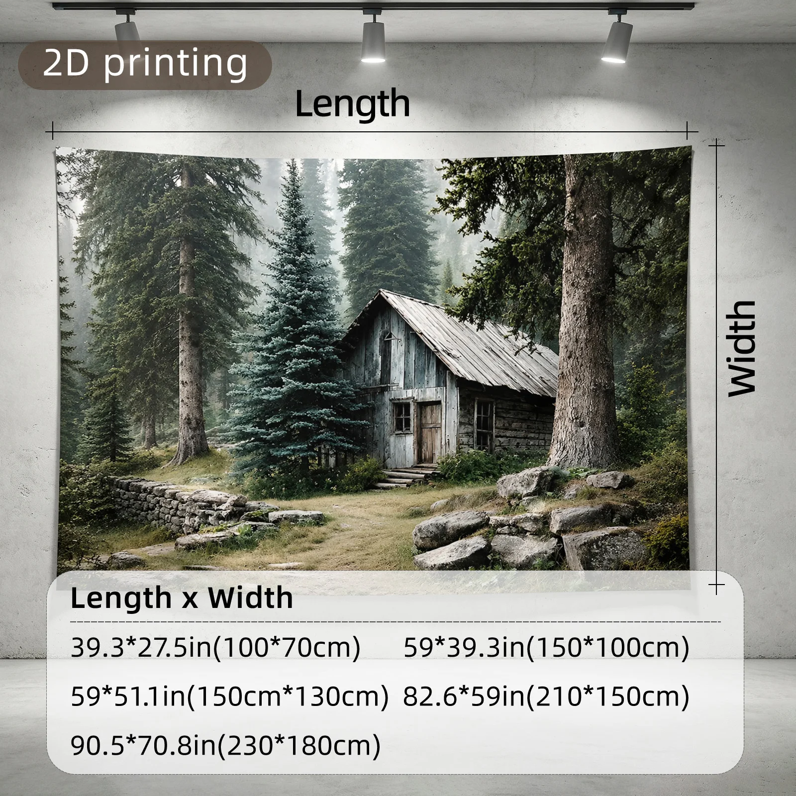 Large Rustic Forest Cabin Tapestry Wall Hanging Woodland Theme Vintage Artwork Print Decor for Living Room Bedroom Farmhouse Wal