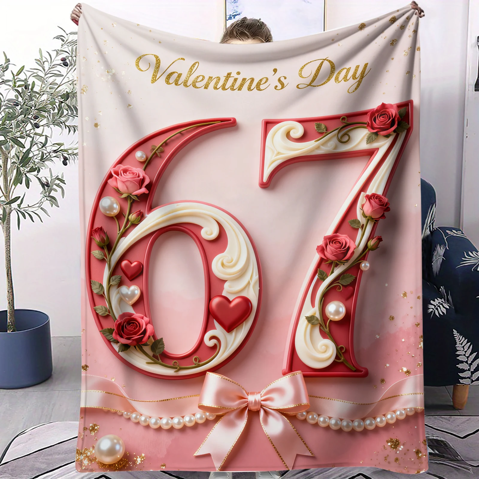 Six and Seven Element Pattern Flannel printed blanket suitable for all seasons suitable for living room office sofa and travel