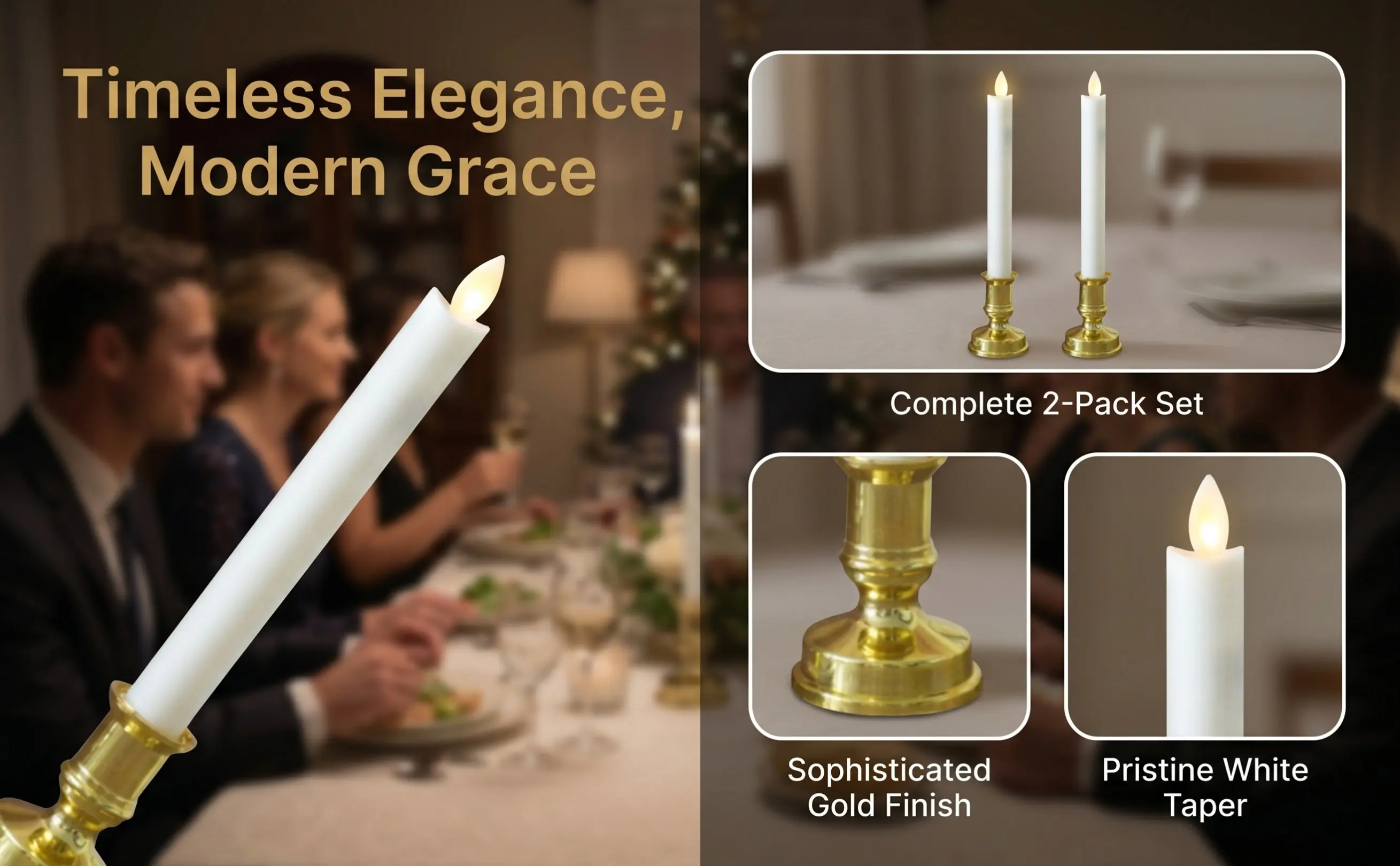 1Pair Electric LED Lamp Long Rod Swing Simulation Light Golden Bottom Yellow Pattern Smokeless Eco-Friendly
