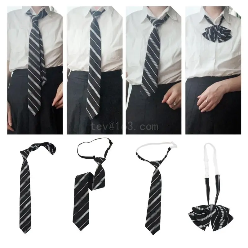 

Teen Girl Striped Necktie Woman British Striped Pattern Neckwear Detachable Collar Removable Ties Costume Necktie