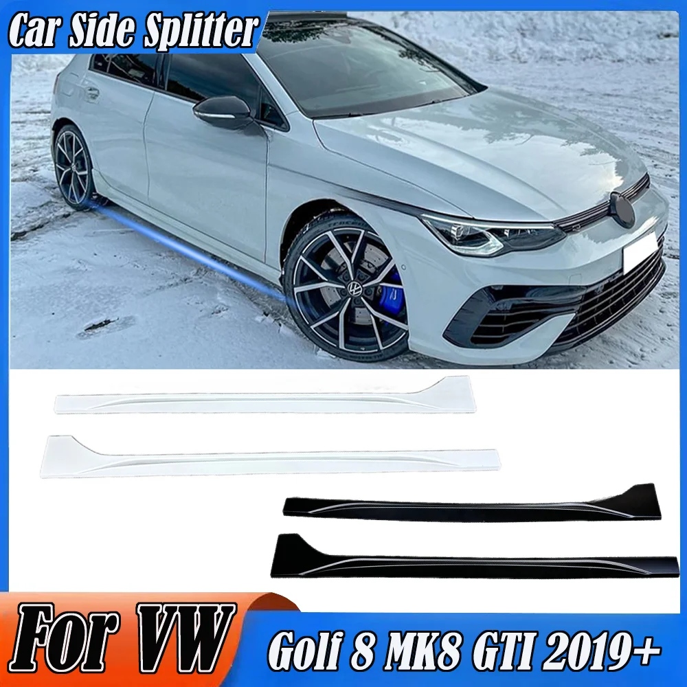 For Volkswagen Golf 8 MK 8 R GTI R-Line 2019+ Car Side Skirt Splitter Diffuser Winglet Side Wing Bumper Lip Body Exterior Kit