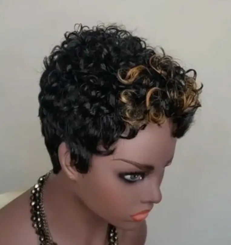 Short Wave Wigs Black Brown Layered Fashion Party Wigs for Black Women