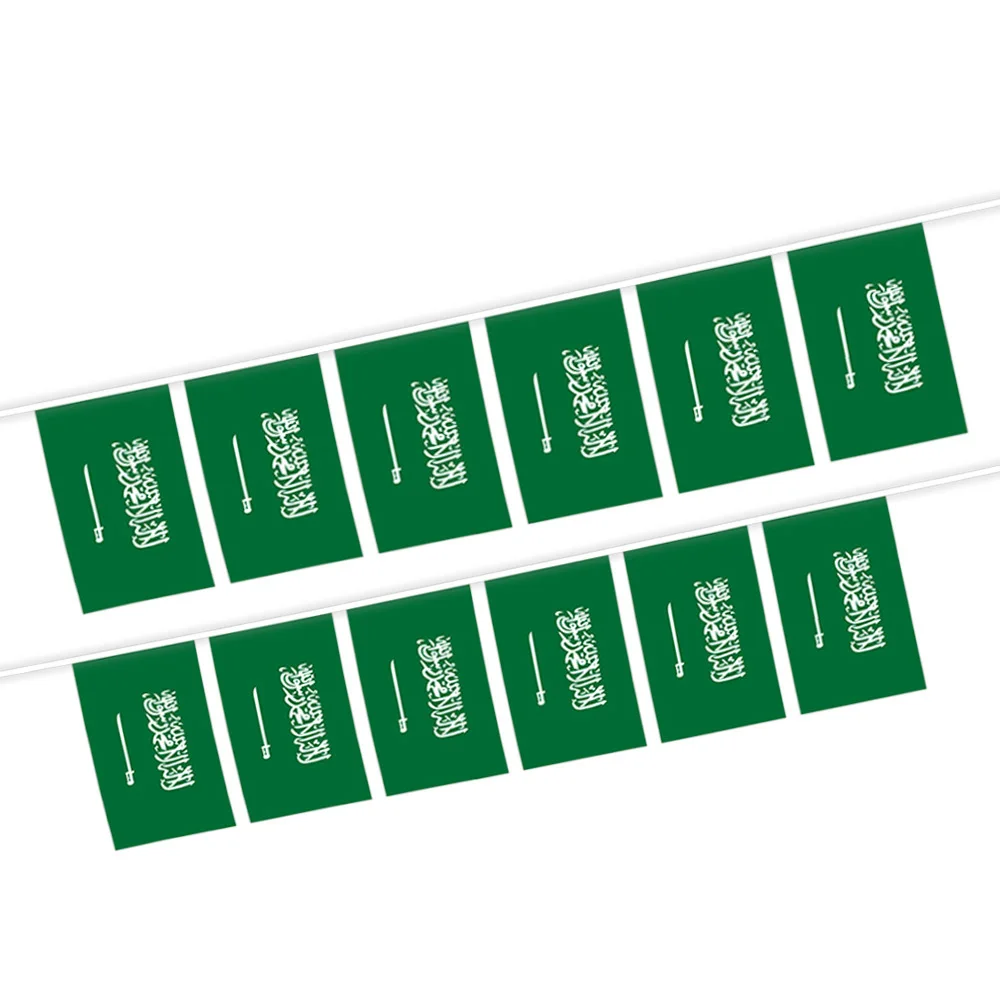 superonezxz Saudi Arabia bunting flags 20pcs/set 14x21cm Pennant Saudi Arabia KSA String Banner Buntings Festival Party Holiday