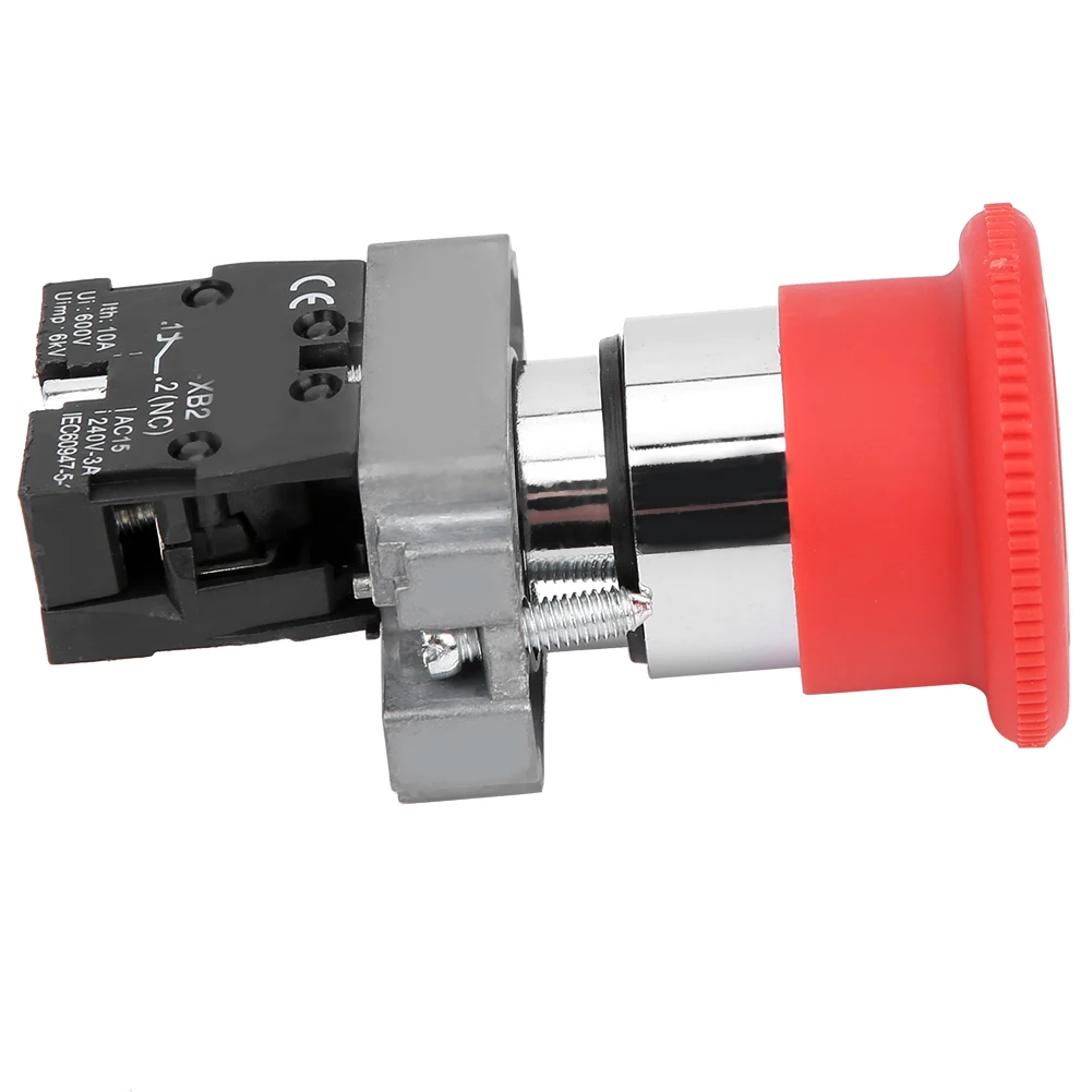 BERM@ Botão Equipamento de parada de emergência Liga de prata Contatos BEM‐XB2‐01ZS Botão de pressão 240V