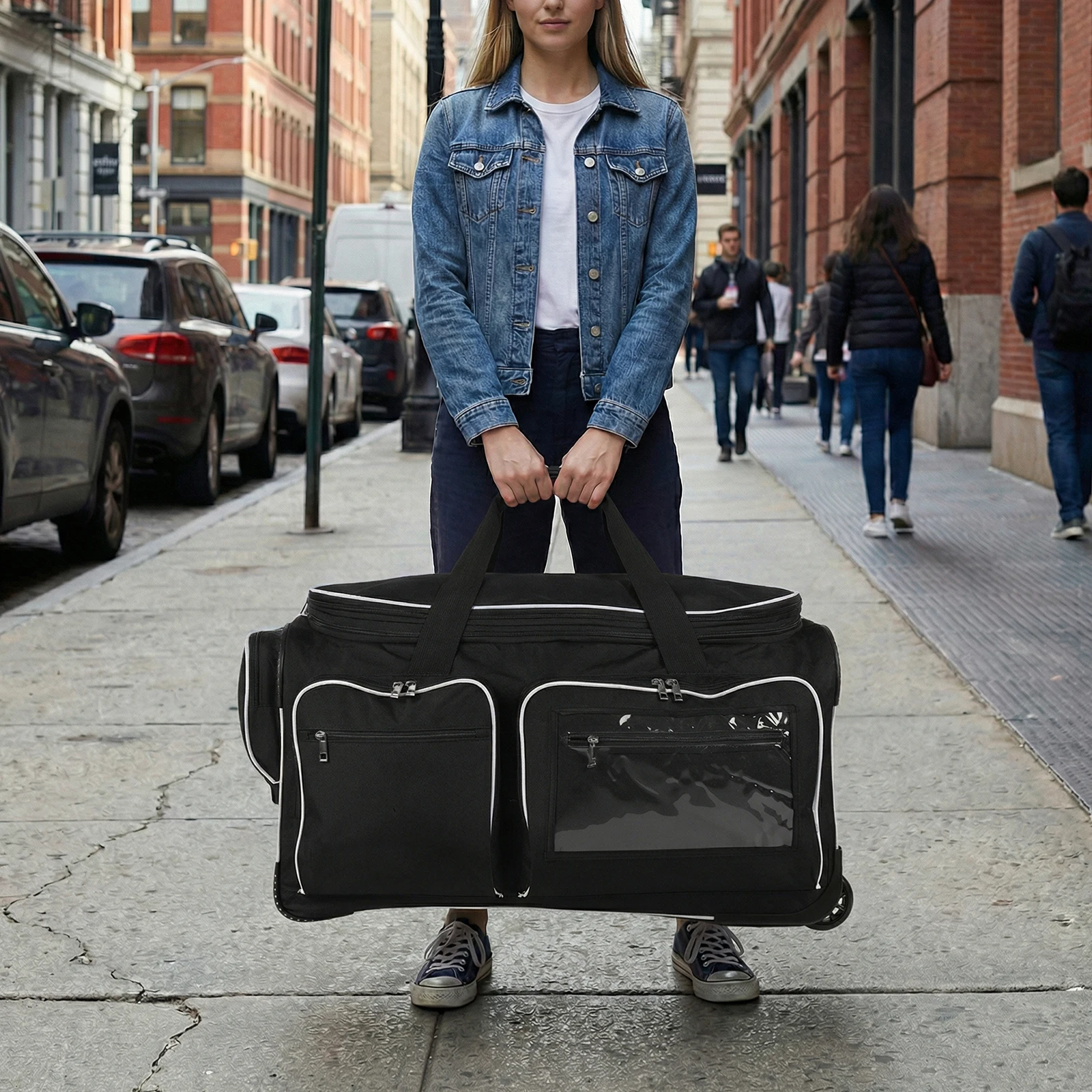 

Сумки-дафл для одежды с вешалкой для отпуска и деловых поездок (черно-фиолетовые)