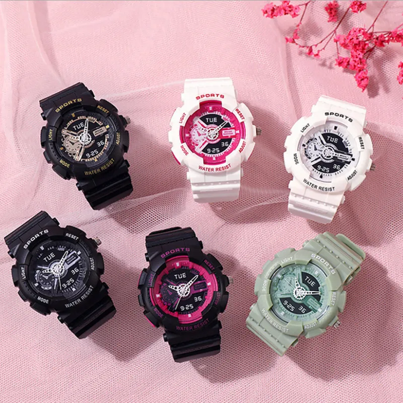 

Student sports watch female Korean trend fashion single display quartz watch male
