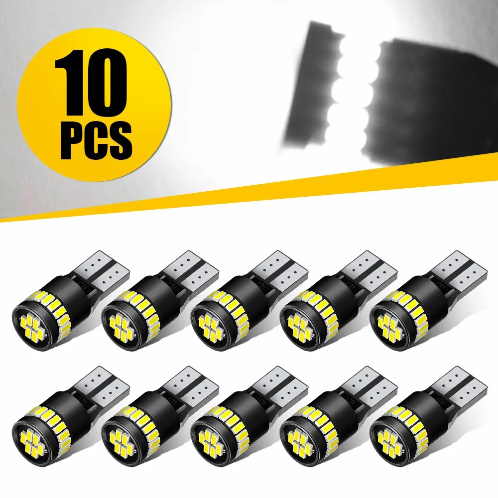 

Светодиодные лампы AUXITO T10 (10 шт.) для автомобиля, светодиодные лампы T10 W5W, без ошибок Canbus, для освещения салона, дверей, номерного знака, 12В, 168 194.