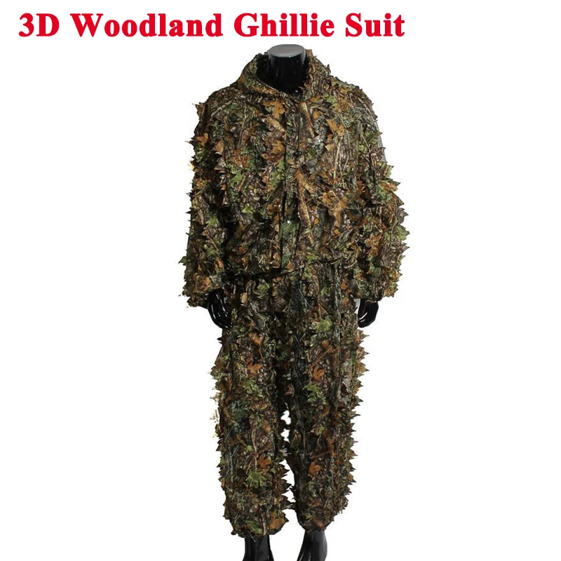 

3D Woodland Tactical Ghillie Suits Camouflage Hunting Clothes Outdoor Airsoftsport Hidden Shirt and Pants