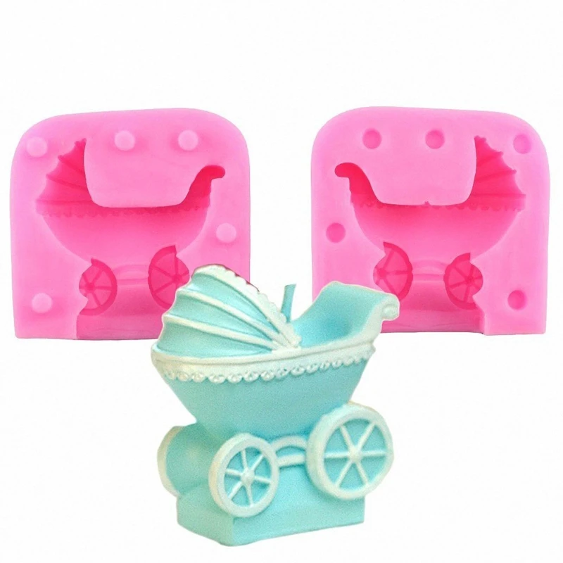 Silicone Fondant Molds Exquisite Baby Stroller DIY Handmade Resin Crafts Cake Decorating Gift for Baking