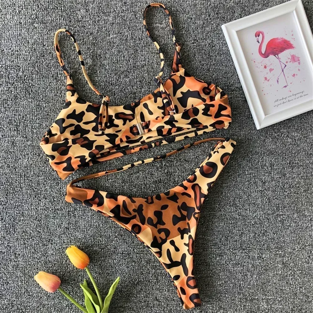 Sexy leopardo impressão biquíni tanga maiô feminino micro banho roupas de praia natação maiô moda tendência y2k biquinis 2025