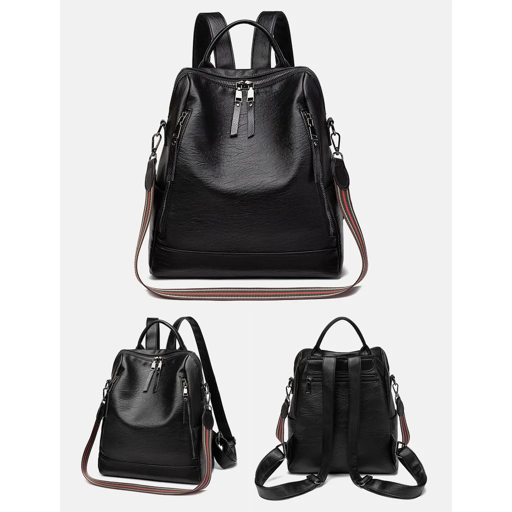 Leather Women Casual Backpacks Korean Style Ladies Travel Bag Fashion Girl's School Bag Female Rucksacks