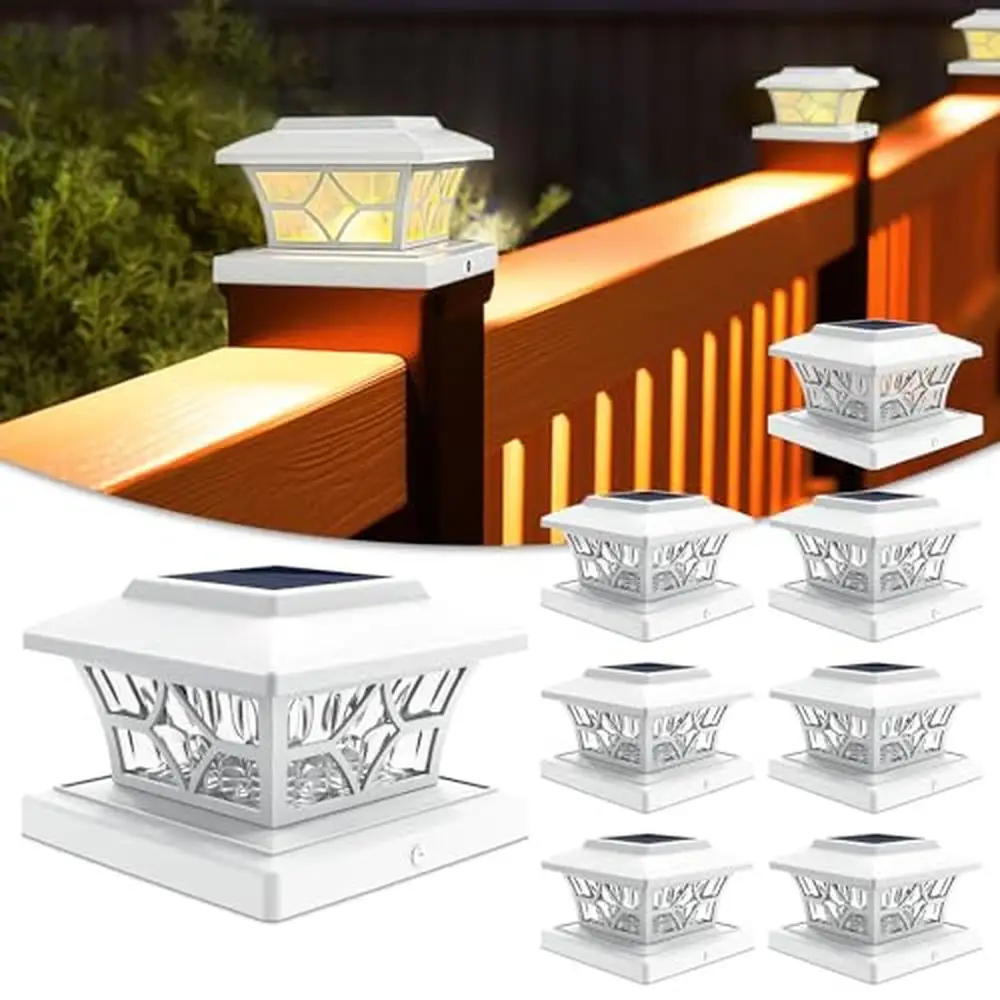 

Outdoor Solar Powered Fence Post Cap Lights 4x4 Vinyl/Wood Post Waterproof Solar Deck Lights Modern Durable Illumination
