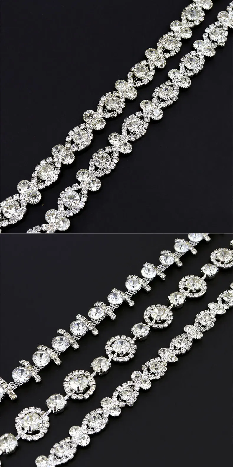 10 Yards Strass Kette Diamant Trim Fransen Kristall Tasche Hut Zubehör DIY Hochzeit Dekoration Geschenk Unregelmäßige Strass Band – Detail 3