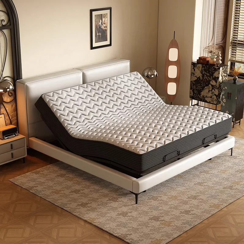 

Cream Wind Multifunctional Intelligent Electric Leather Bed Bedroom Modern Simple Zero Gravity Double Leather Bed Foshan