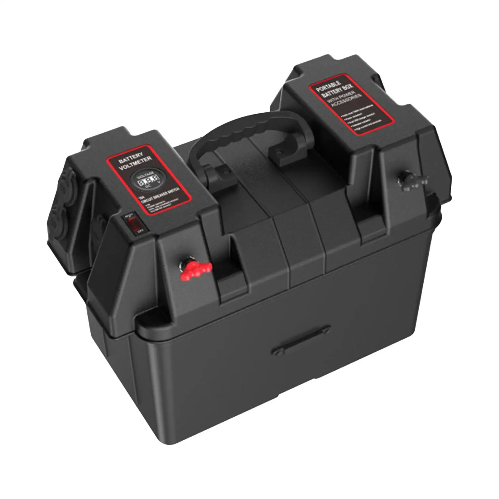 Motor Battery Box Waterproof Multifunctional Voltage Display Portable RV Battery Box for SUV Outdoor Marine Camping Boat