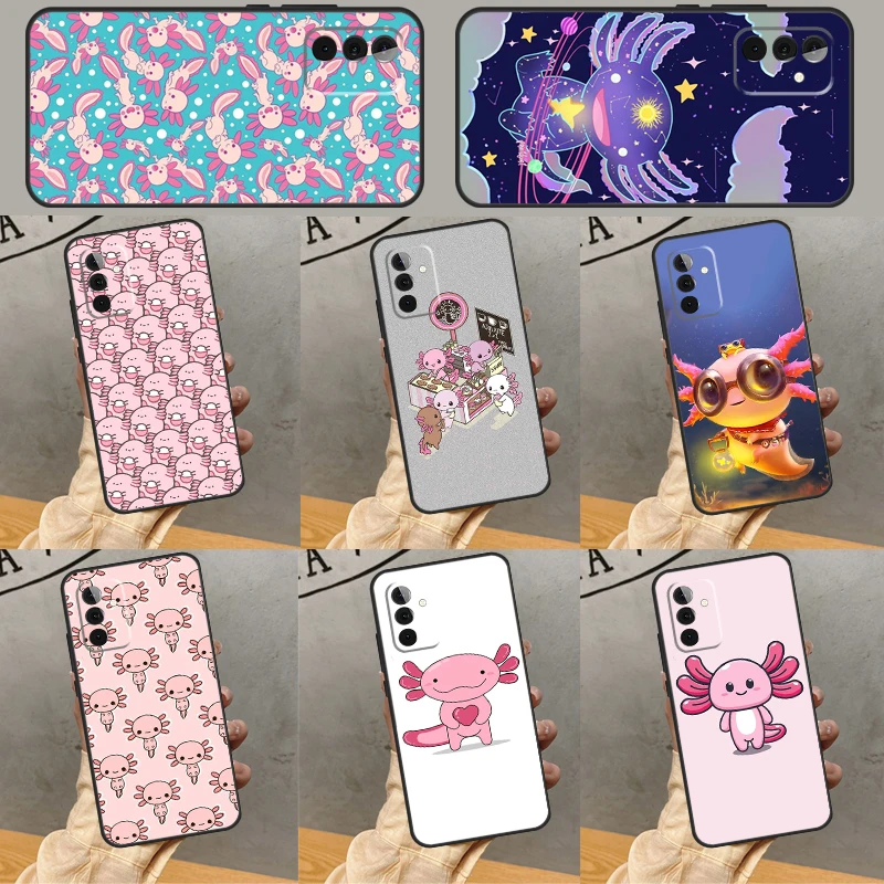 Cute Animal Axolotl Case For Samsung Galaxy A54 A34 A24 A14 A52 A32 A22 A12 A51 A71 A50 A53 A33 A23 A13 Cover