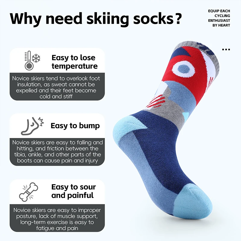 WEST BIKING Merry Christmas Socks Boys Girls Sports Socks Cycling Running Scooters New Year Children's Wool Skiing Warm Socks