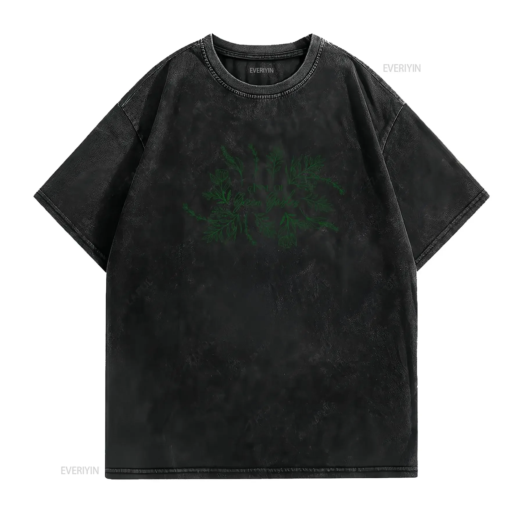 Vintage Line Art Anne of Green Gables Botanical Print Casual T Shirt vintage Washed Stylish Soft Unisex Comfortable homme