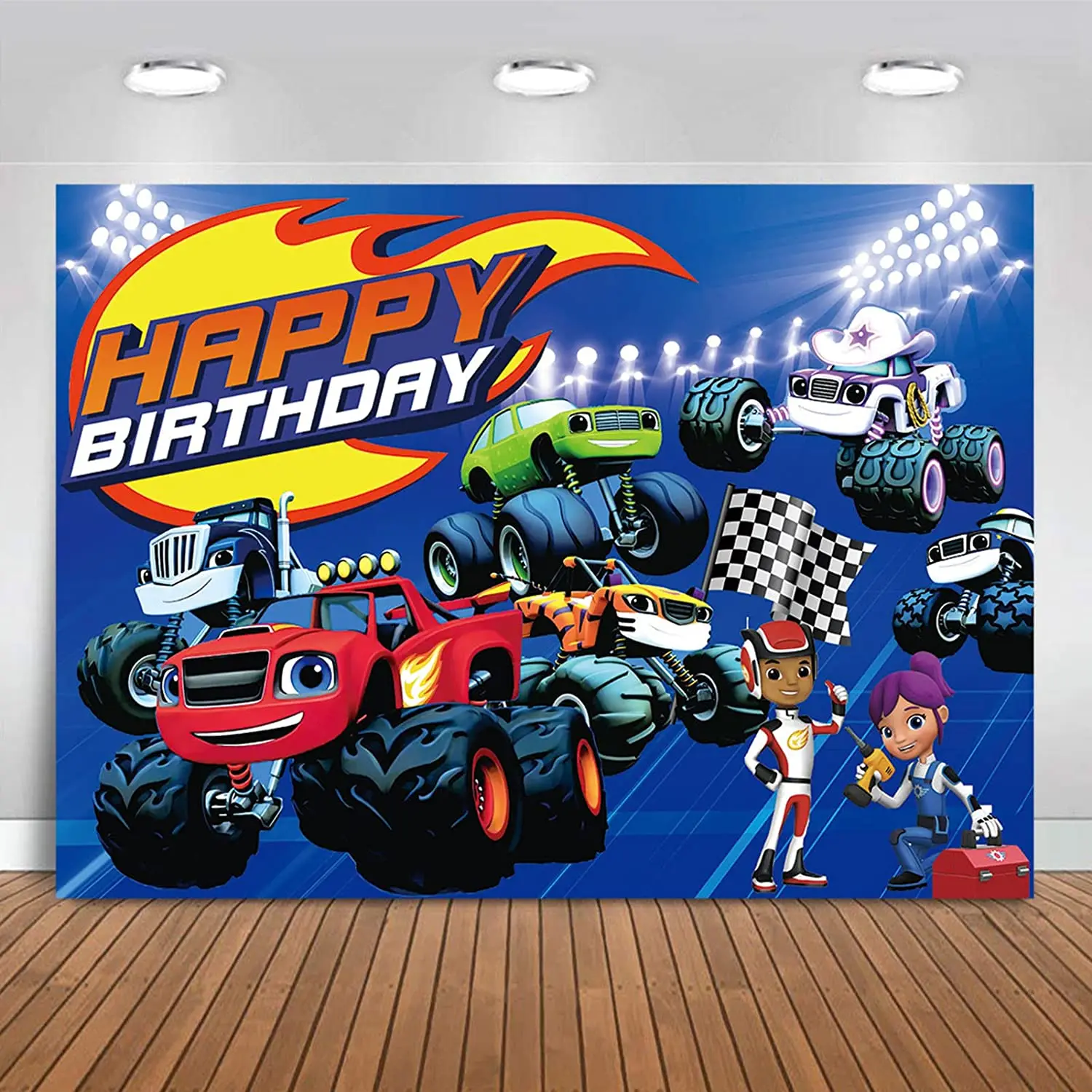 Blaze and The Monster Machines Season Photo Backdrops Monster Machines Photography Background Boys Kids Happy Birthday Party